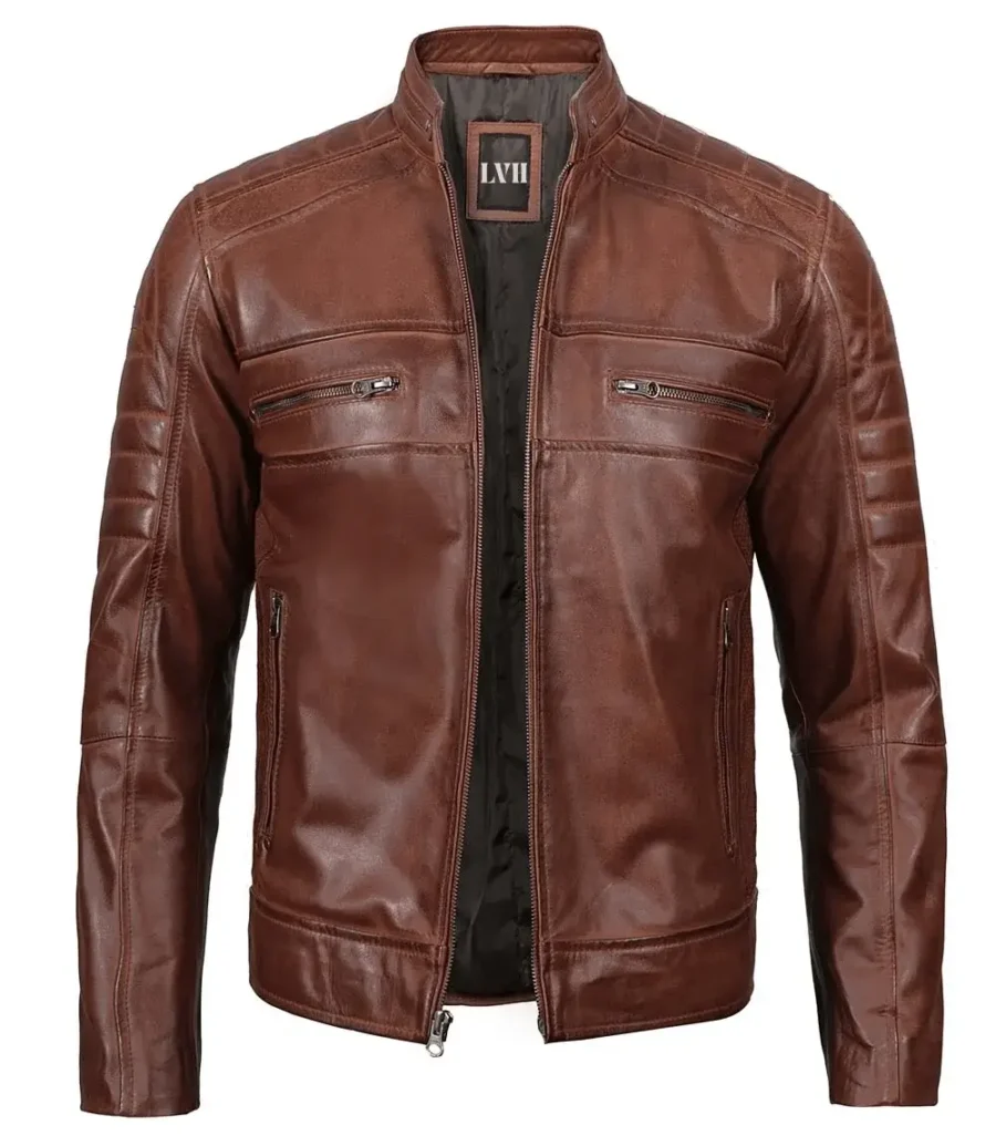 Austin Men Premuim Racer Leather Jacket Front