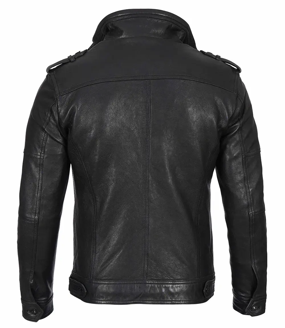 Tavares Wash Leather Jacket Black black