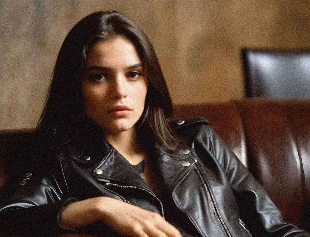 Woman wearing leather image