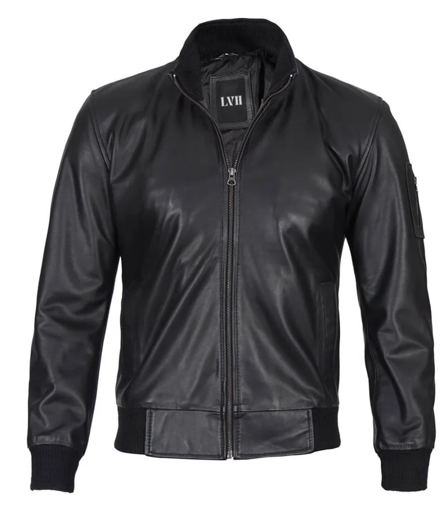 black bomber style jacket Front