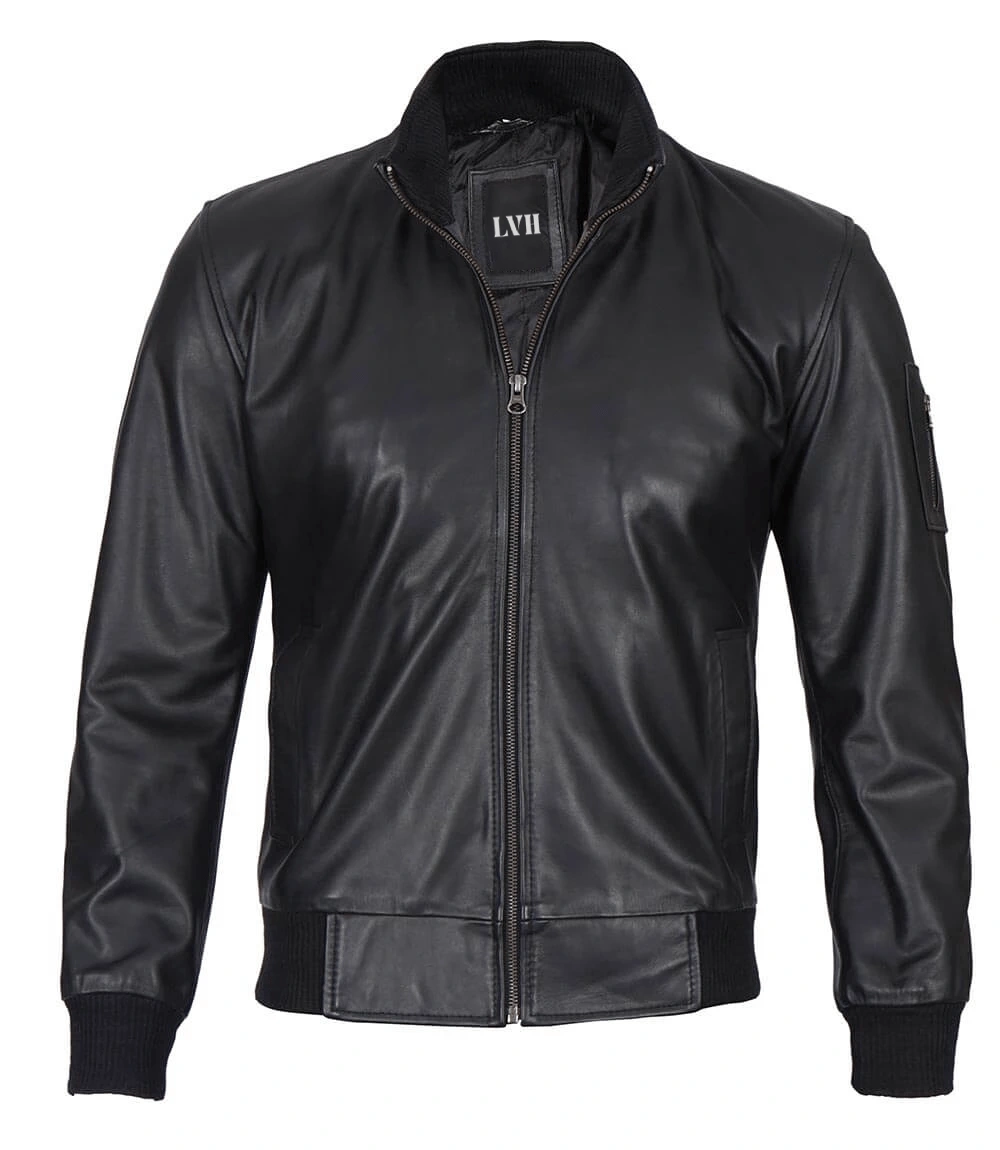 black bomber style jacket Front