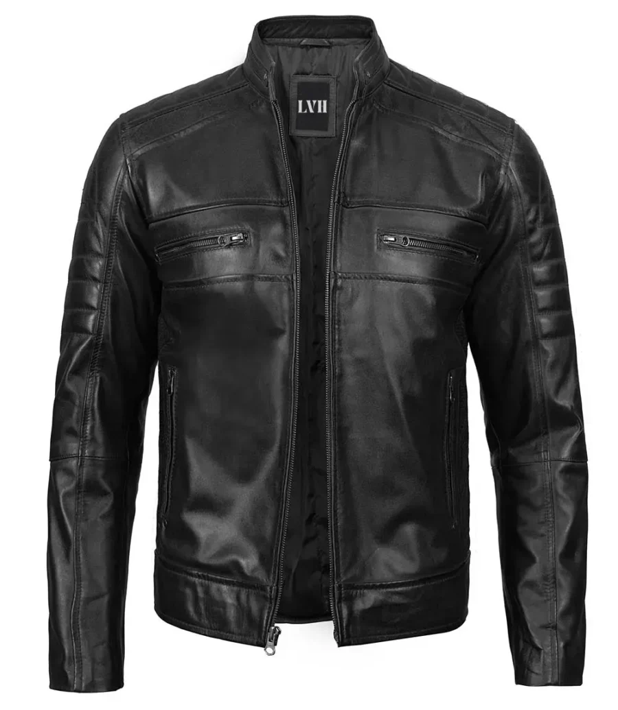 black cafe racer jacket Front
