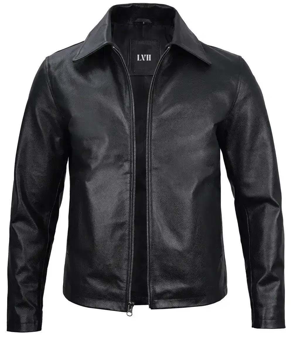 mens cowhide leather Jacket Front