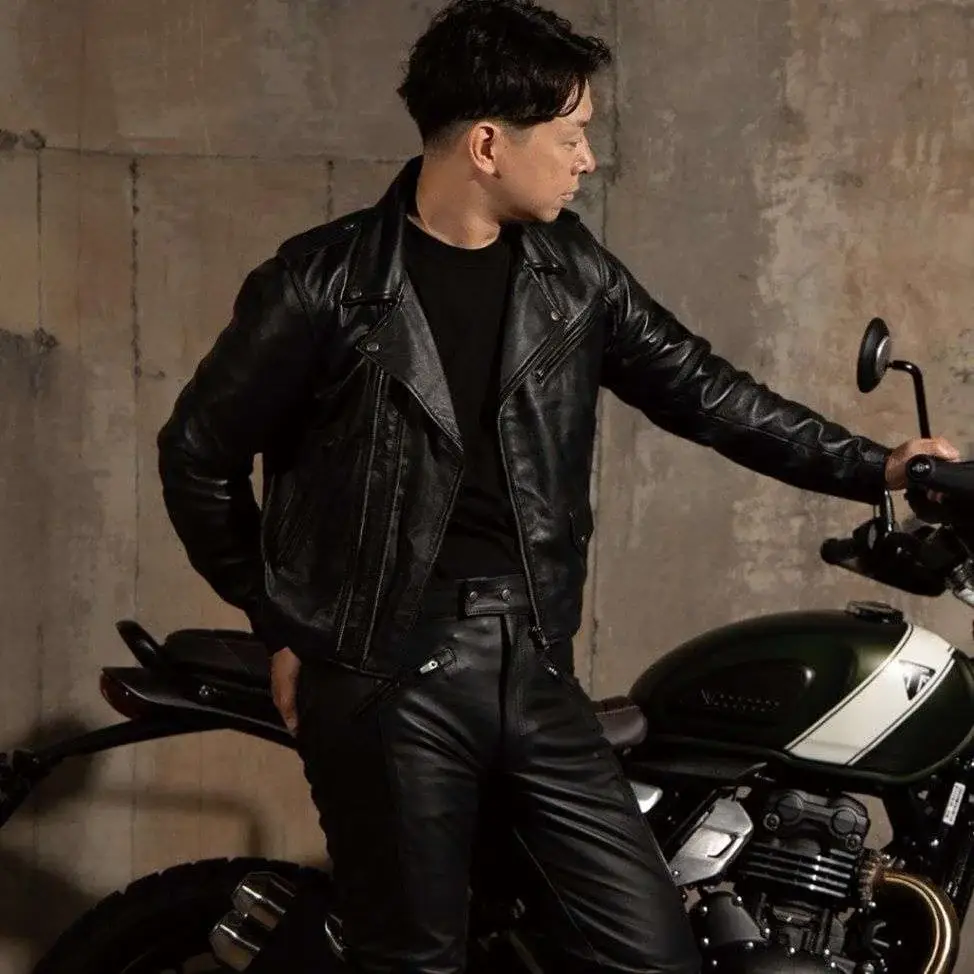 Biker wearing leather image