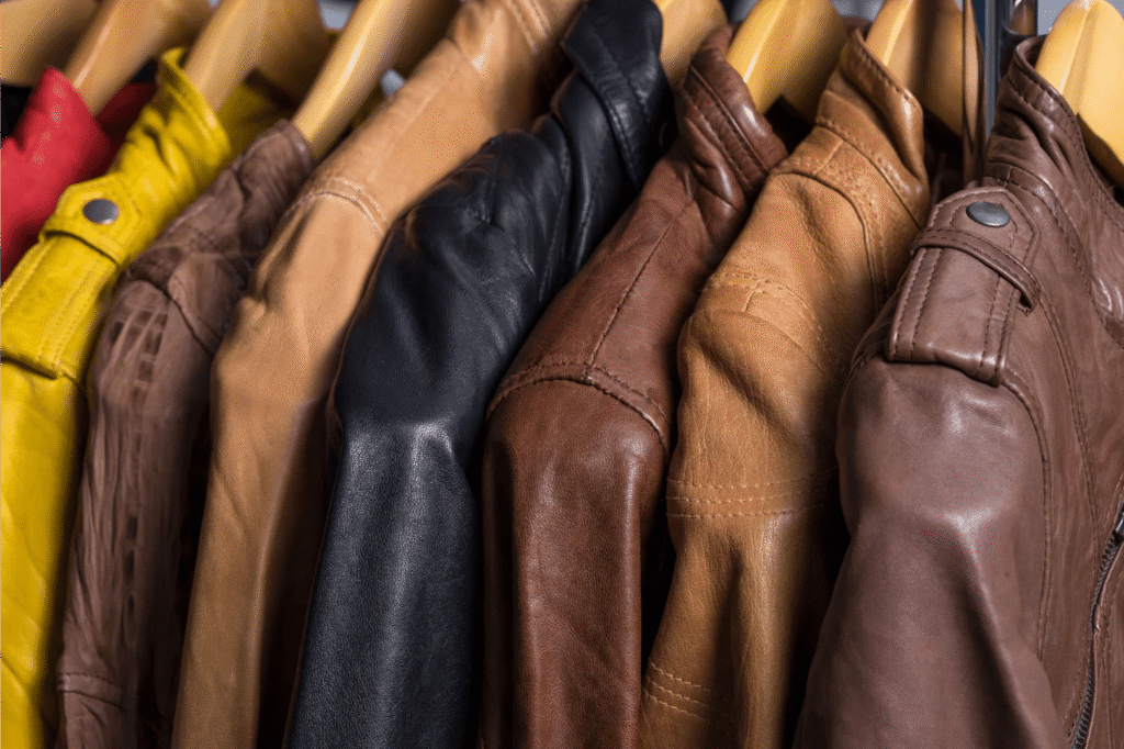 Hanging leather jackets image