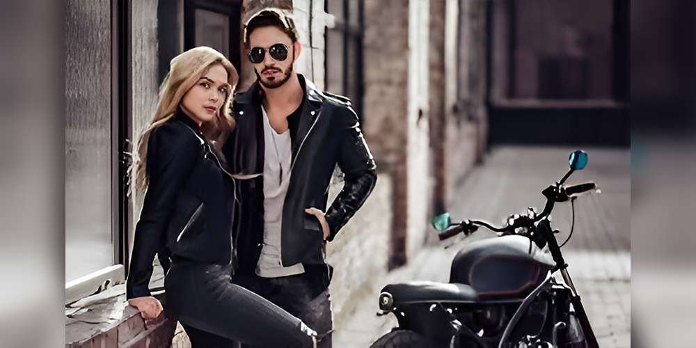 Stylish biker couple image