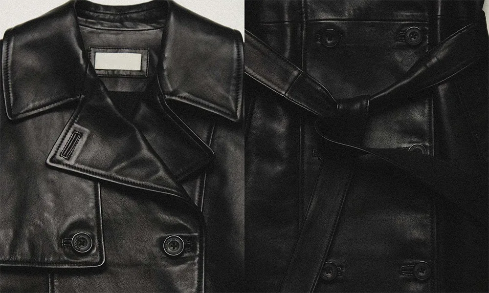 black leather coat with belt