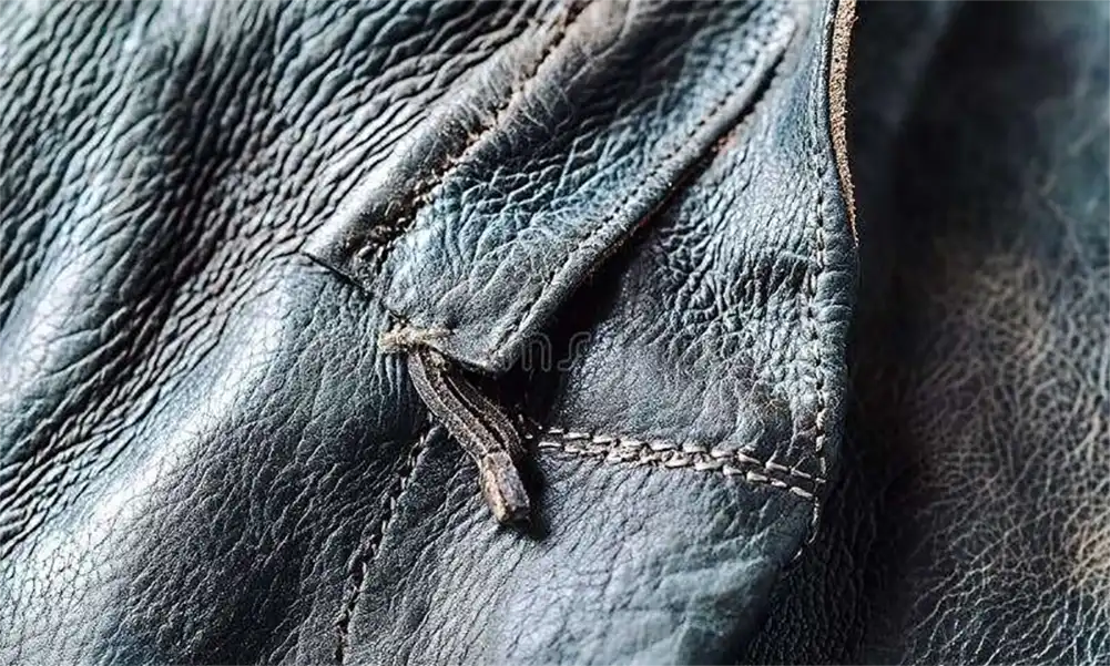 close up leather texture stitching