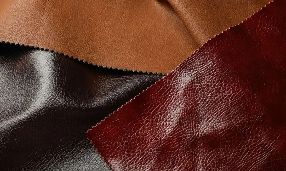 three overlapping leather fabrics