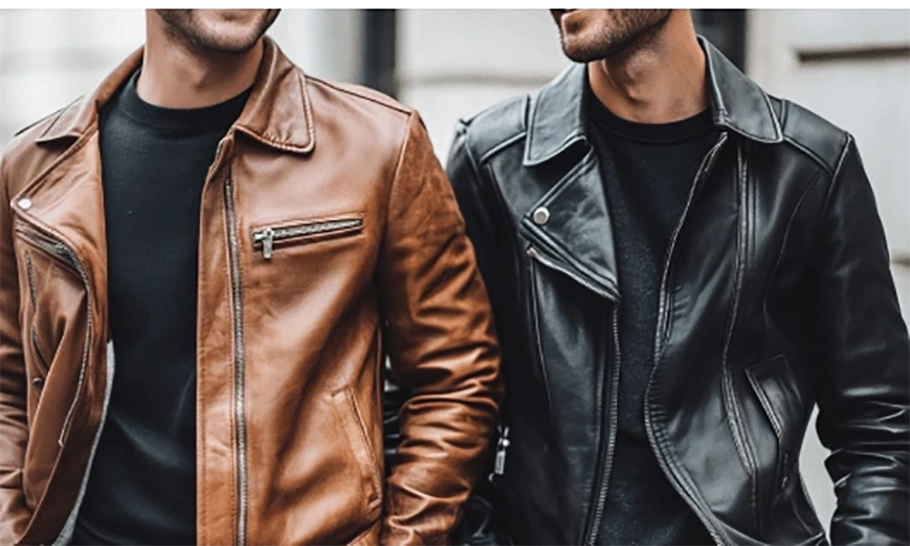 two men in leather jackets