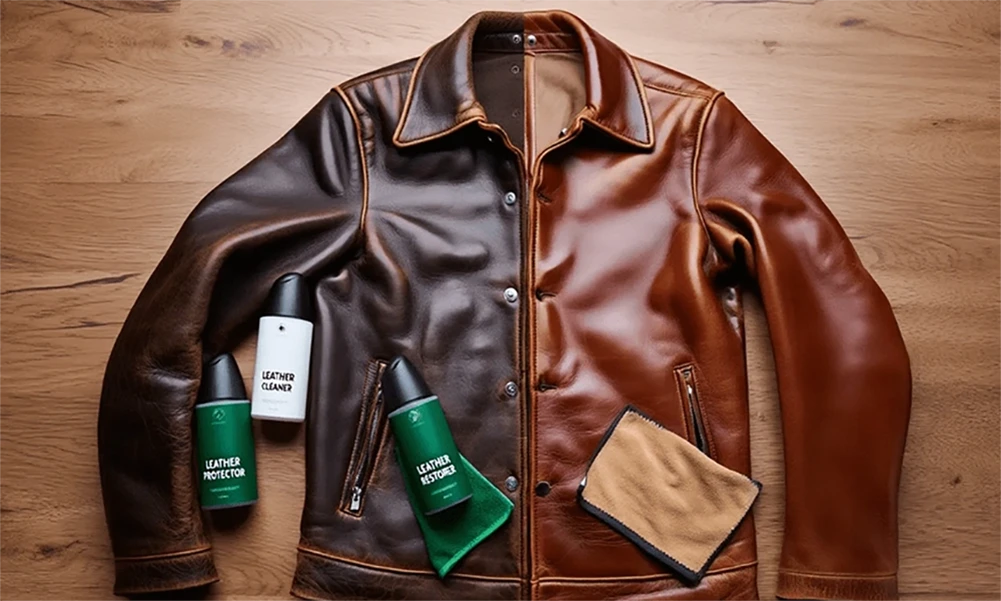 brown leather jacket cleaning before and after