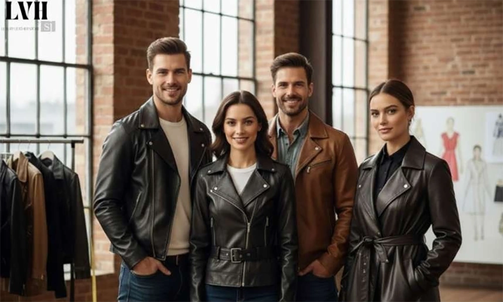 group wearing leather jackets