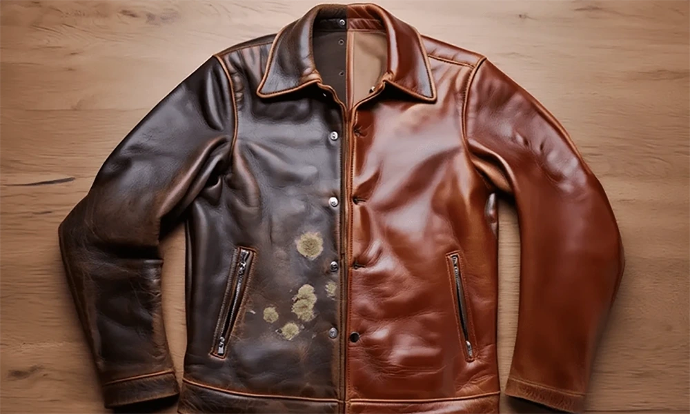half restored leather jacket