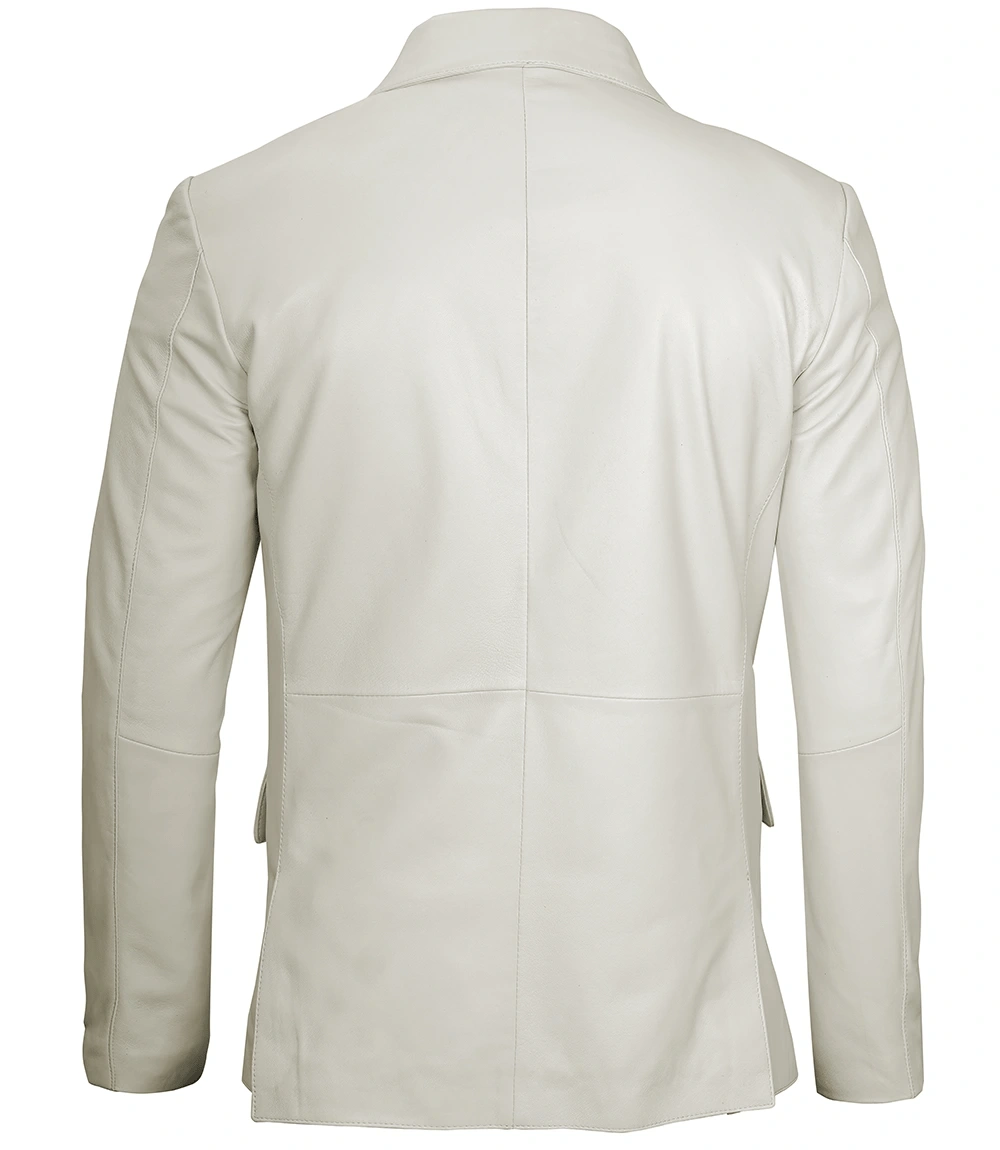 Mens Off White Blazer Real Leather Jacket back