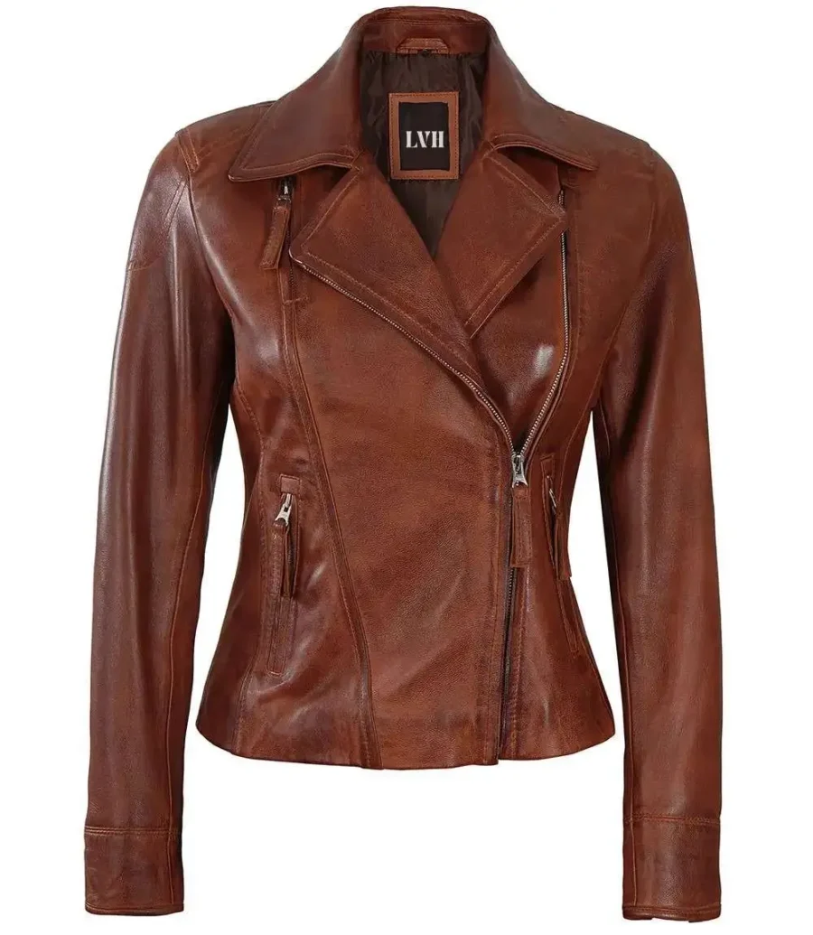 Women's Brown Premium Leather Jacket front